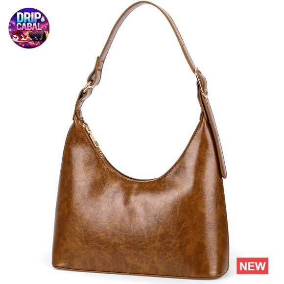 Vegan Leather Hobo Bag Mini Shoulder Purse Retro Chic Vintage Crescent